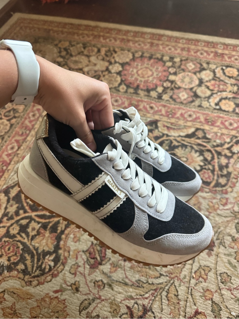 Women's Black & Gray Casual Platform Sneakers with Lace-Up Comfort